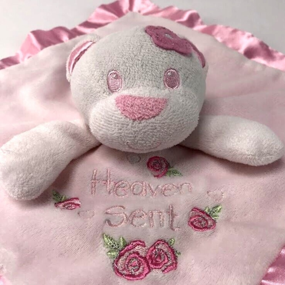 Baby Essentials Lovey Security Blanket Satin Trim Teddy Bear Heaven Sent Flowers